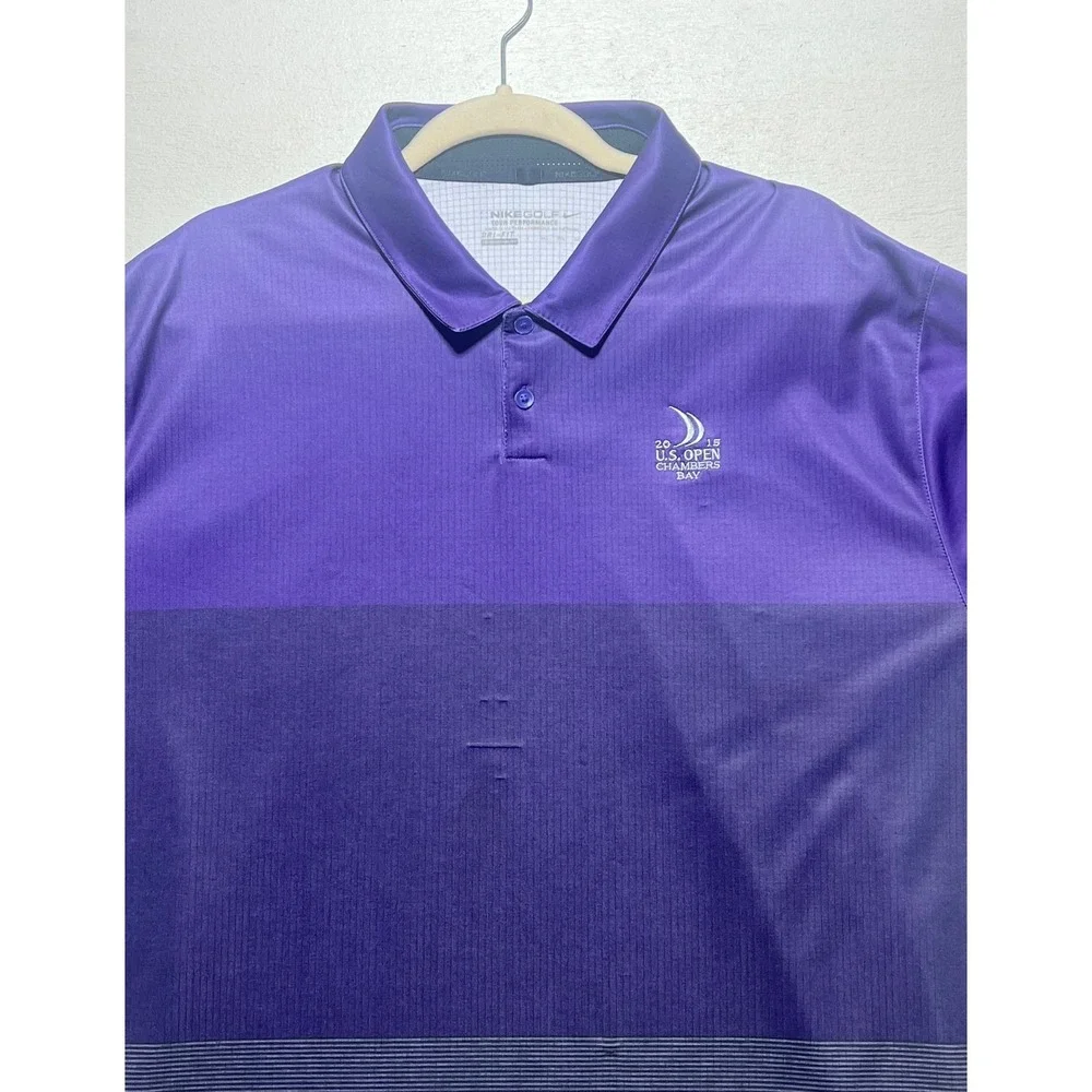 Nike Golf Mens 2015 US Open Chambers Bay Dri-FIT Polo Shirt Purple XXL 2XL